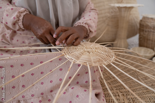 Indonesian craftsmen make household furniture from rattan
