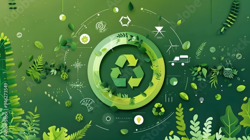 Sustainable UX design: Green circular pattern integrating eco-friendly user experience principles 