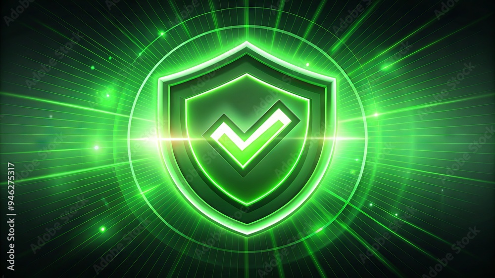 A green checkmark icon with a shield symbol embedded, surrounded by a subtle glow, conveying a sense of verified security and trusted protection online. A green checkmark icon with a shield symbol embedded, surrounded by a subtle glow, conveying a sense of verified security and trusted protection online.