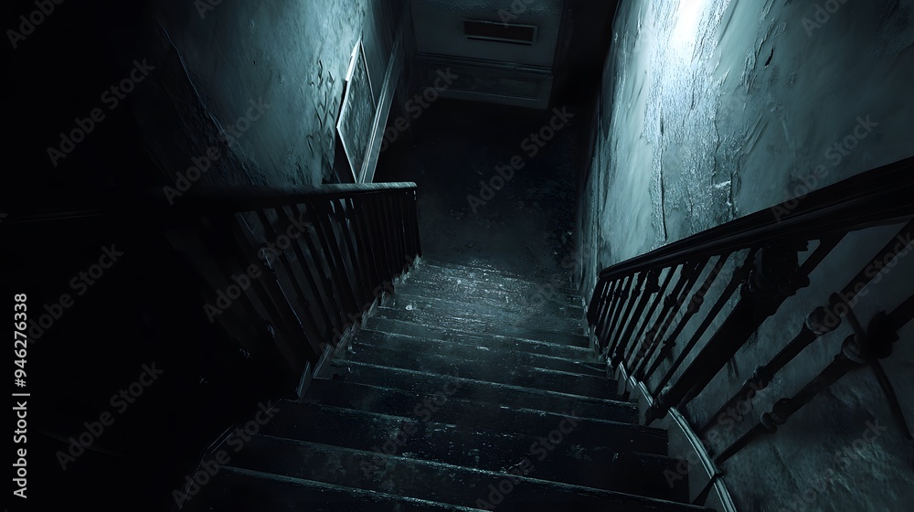 22. A foreboding staircase leading down into darkness 22. A foreboding staircase leading down into darkness