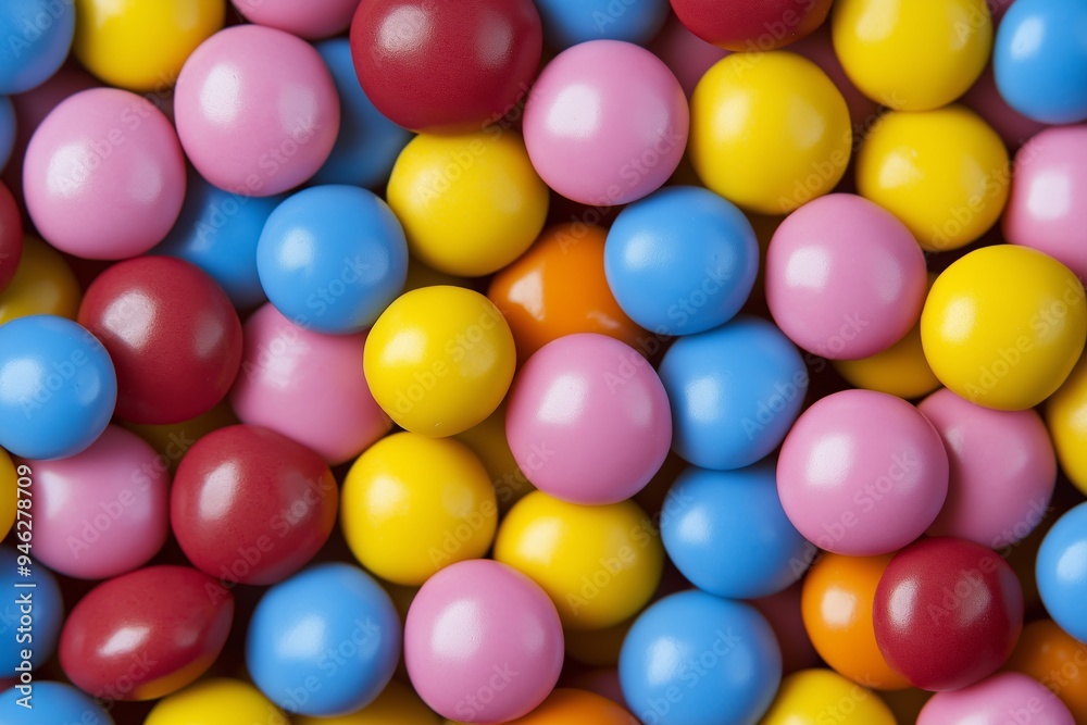 A close-up view of brightly colored candy-coated chocolates, evoking a sense of fun and excitement with their vibrant hues. A close-up view of brightly colored candy-coated chocolates, evoking a sense of fun and excitement with their vibrant hues.