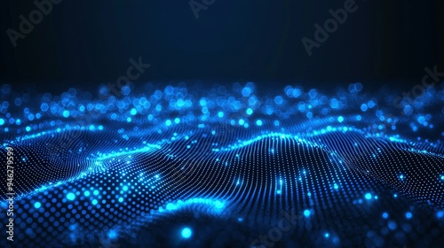 Concept of Cyber Space Grid Area Pattern Texture Information For Screensaver, Game, Background. Blue Flare Screen Digital Information Data Monitoring System Technology Illustration.