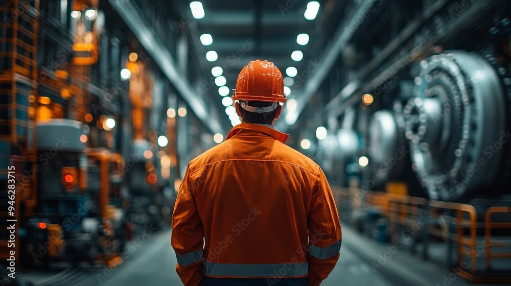 Engineer Inspecting Power Plant Machinery Engineer Inspecting Power Plant Machinery