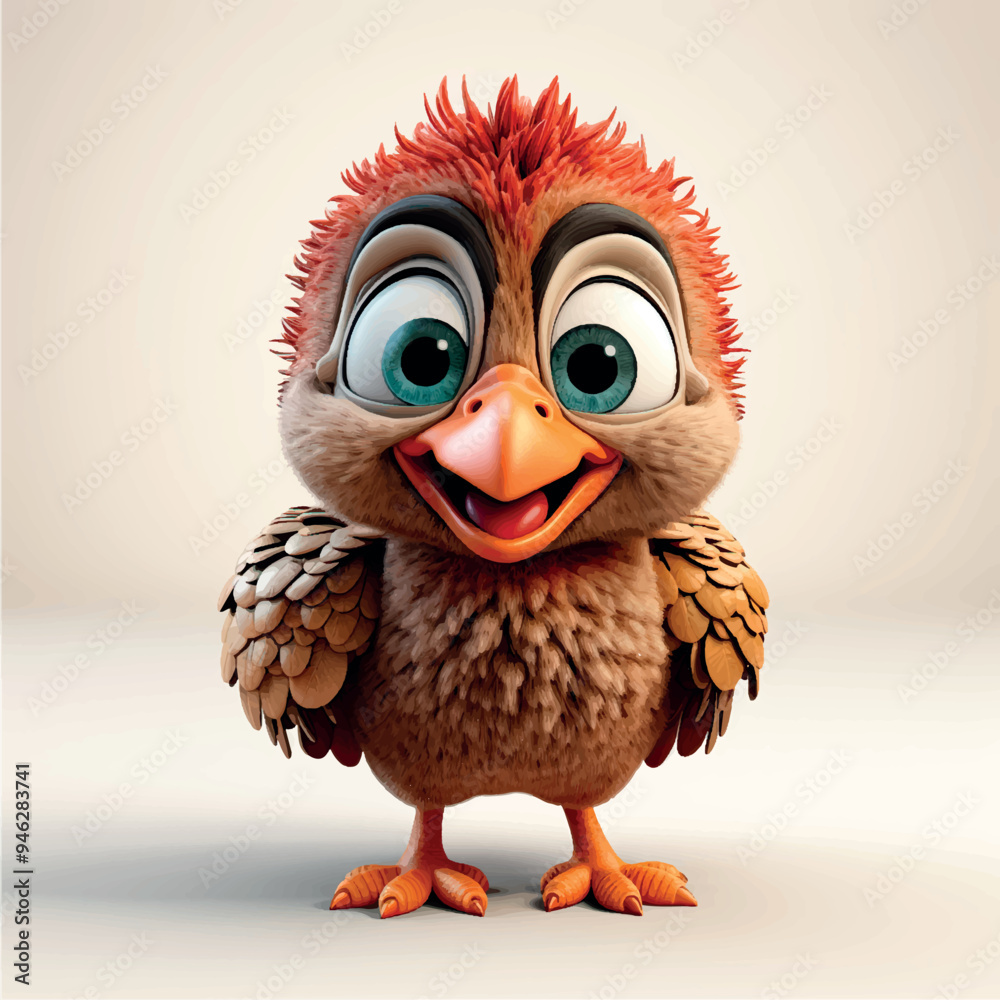 Cartoon character turkey 3d illustration vector, Thanksgiving Day. Bird 3D turkey character for Thanksgiving holiday. Funny turkey print for clothing, stationery, books, posters, art.