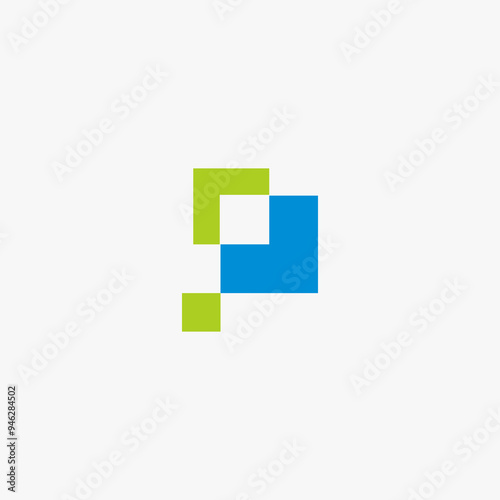 Letter P logo design with box combination