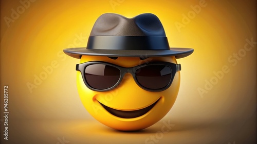 A playfully designed icon of a smiling face with a bandit mask, sunglasses, and a fedora, symbolizing secrecy, mystery, and covert operations.