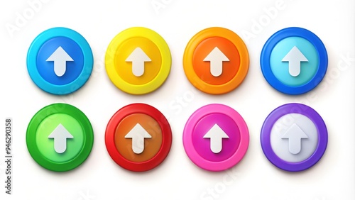 A set of colorful circle and arrow icons, symbolizing unity, direction, and progress, arranged in a modern and stylish composition on a white background.