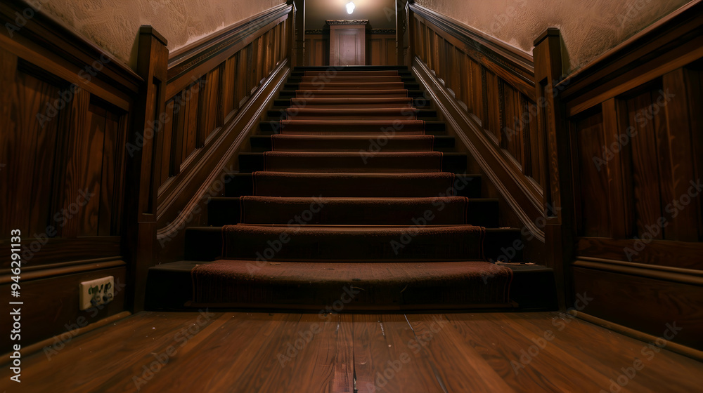 Obraz premium Haunted House With Eerie Dim Lighting Creaking