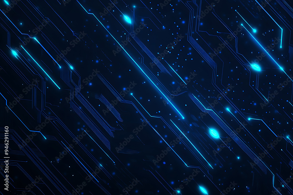 Abstract representation of a circuit board with glowing neon lines and geometric patterns against a dark background. The image evokes a high-tech, futuristic feel with ample copy space Abstract representation of a circuit board with glowing neon lines and geometric patterns against a dark background. The image evokes a high-tech, futuristic feel with ample copy space