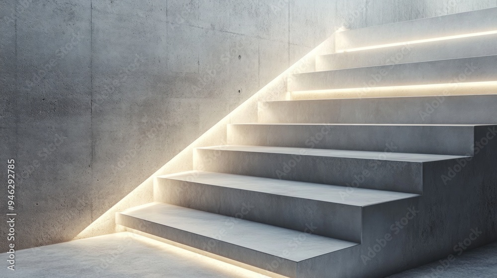 Obraz premium Concrete Steps Illuminated by a Soft Glow
