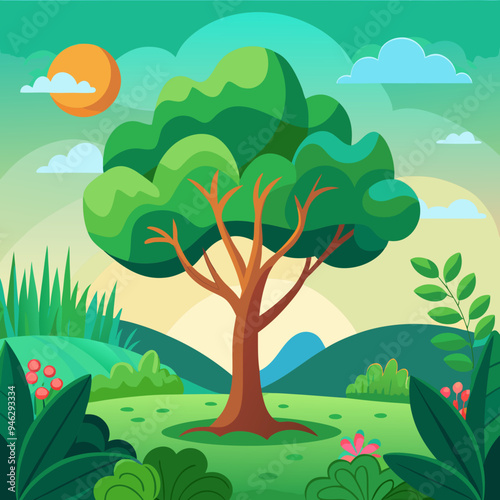 Green Tree and Plant Nature Background