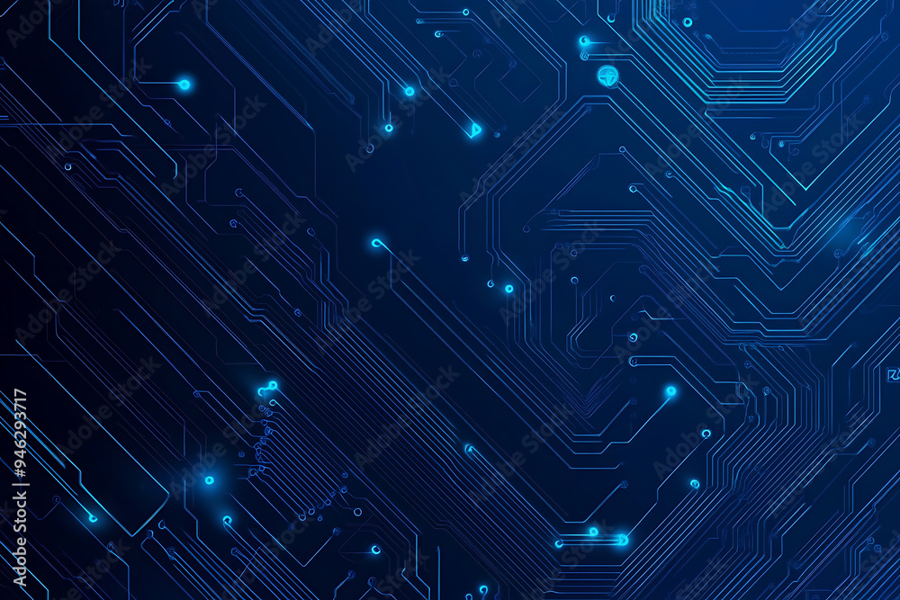 Abstract representation of a circuit board with glowing neon lines and geometric patterns against a dark background. The image evokes a high-tech, futuristic feel with ample copy space Abstract representation of a circuit board with glowing neon lines and geometric patterns against a dark background. The image evokes a high-tech, futuristic feel with ample copy space