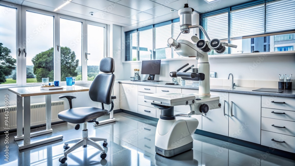 A state-of-the-art microscope sits on a sleek, modern dental office counter, surrounded by gleaming instruments, awaiting precise examination of minute oral details. A state-of-the-art microscope sits on a sleek, modern dental office counter, surrounded by gleaming instruments, awaiting precise examination of minute oral details.