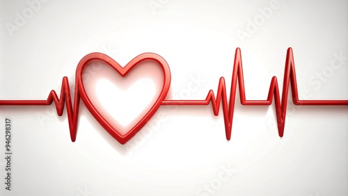 A stylized red heartbeat symbol with a subtle pulse effect, set against a clean white background, conveying energy, vitality, and emotional resonance.