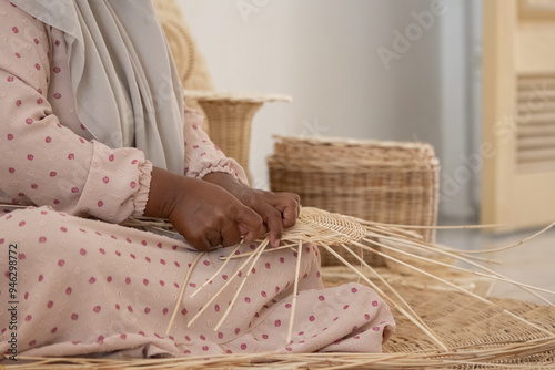 Indonesian craftsmen make household furniture from rattan