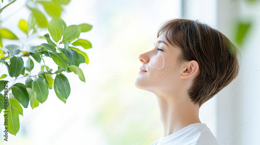 Side profile of a person with visible dermatitis on the neck and shoulders, dermatitis, visible skin condition