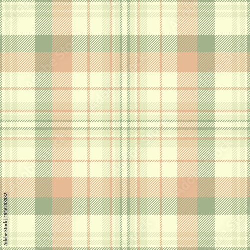 1960s seamless fabric vector, geometric pattern textile check. 70s tartan plaid background texture in light goldenrod yellow and orange colors.