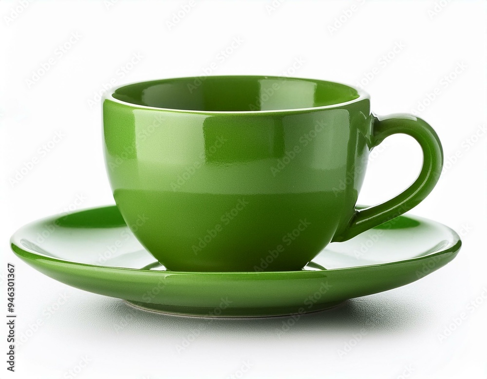Green empty coffee cup isolated on white background Green empty coffee cup isolated on white background