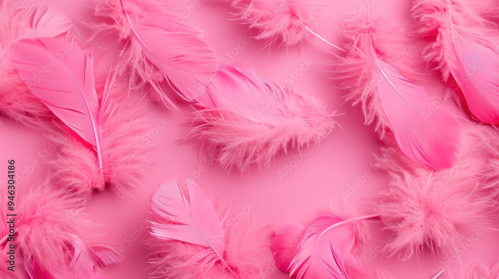 Pink Feathers on Pink Background Pink Feathers on Pink Background