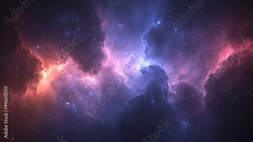 Cosmic Nebula With Stars And Galaxies