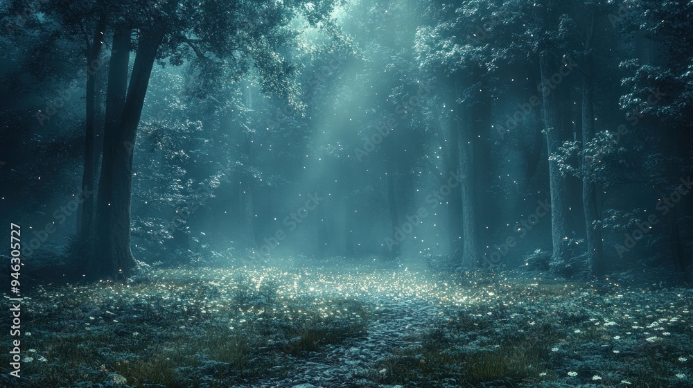 Obraz premium Enchanted Forest at Night