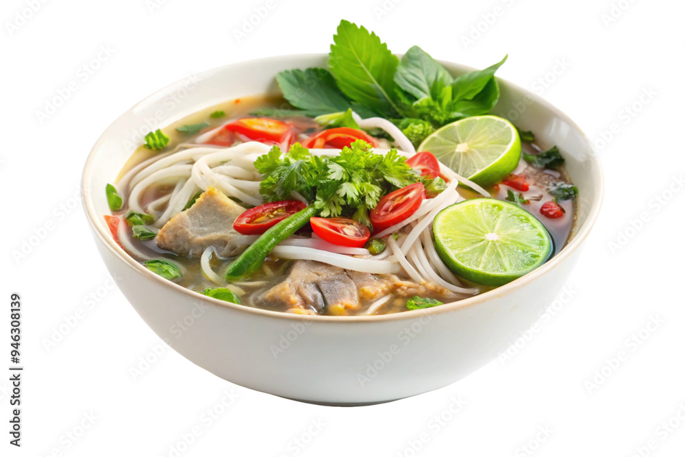 Traditional Pho Dish Image with Transparent Background