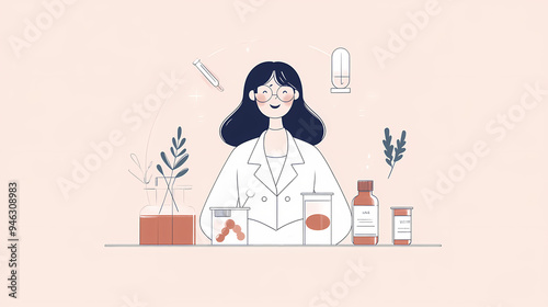 Scientist works on creating natural organic medicine from plants in a lab
