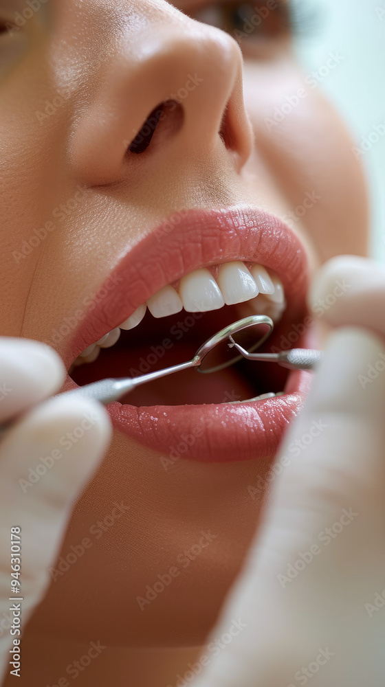 Fototapeta premium Dentist checking patient's teeth