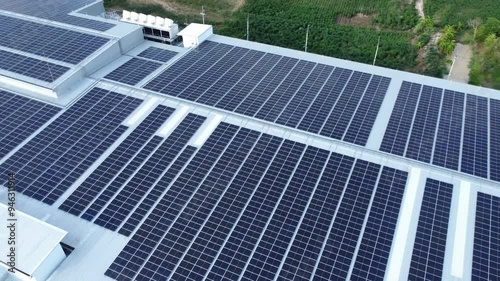 Solar Panels Installed on Building Roofs to Generate Electricity and Reduce Costs, Sustainable Energy Solution, Sunlight-Powered Electricity, Renewable Energy Technology, Eco-Friendly Power, Green Bui