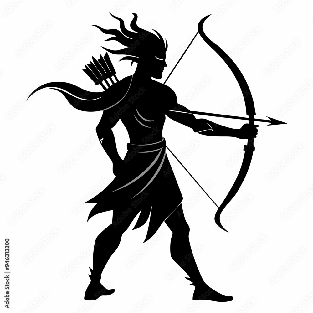 Archery sports and game Black silhouette