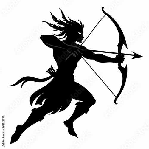 Archery sports and game Black silhouette