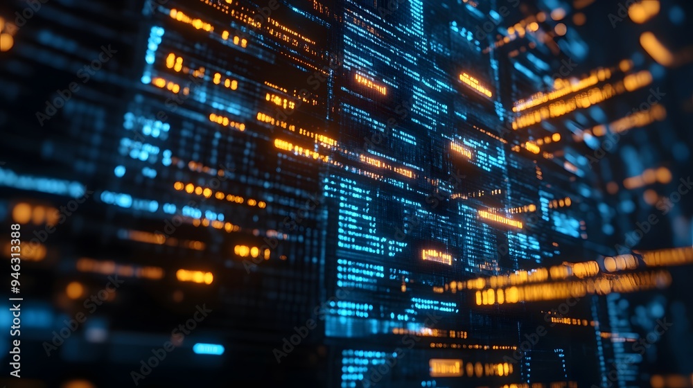 Blockchain code displayed on a computer screen with AI data visualizations Blockchain code displayed on a computer screen with AI data visualizations