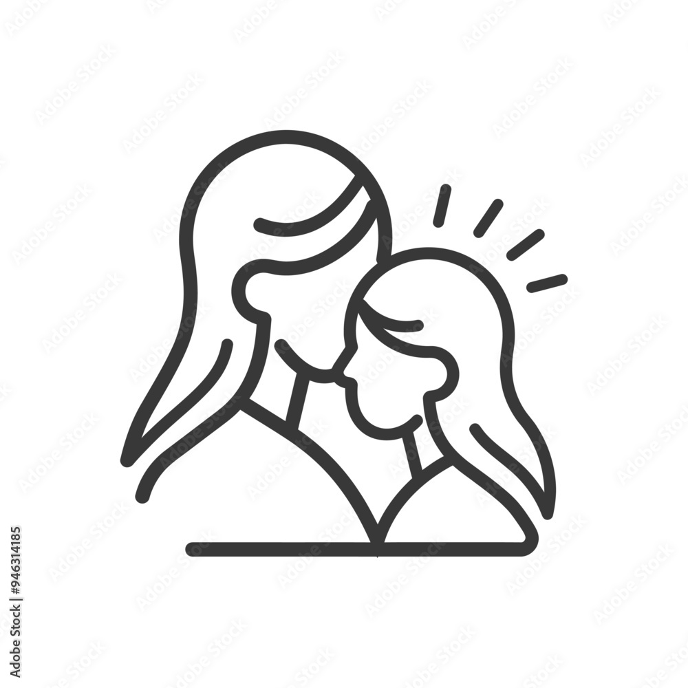 Two Women with Long Hair One with a Radiant Glow Facing Each Other Two Women with Long Hair One with a Radiant Glow Facing Each Other
