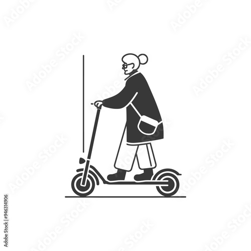 Elderly woman riding an electric scooter