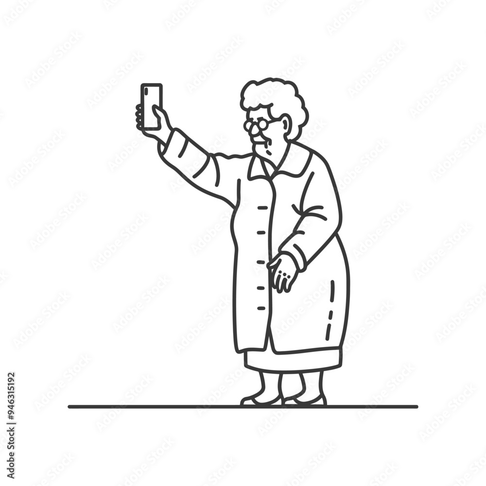 Elderly Woman Taking a Selfie with a Smartphone Elderly Woman Taking a Selfie with a Smartphone