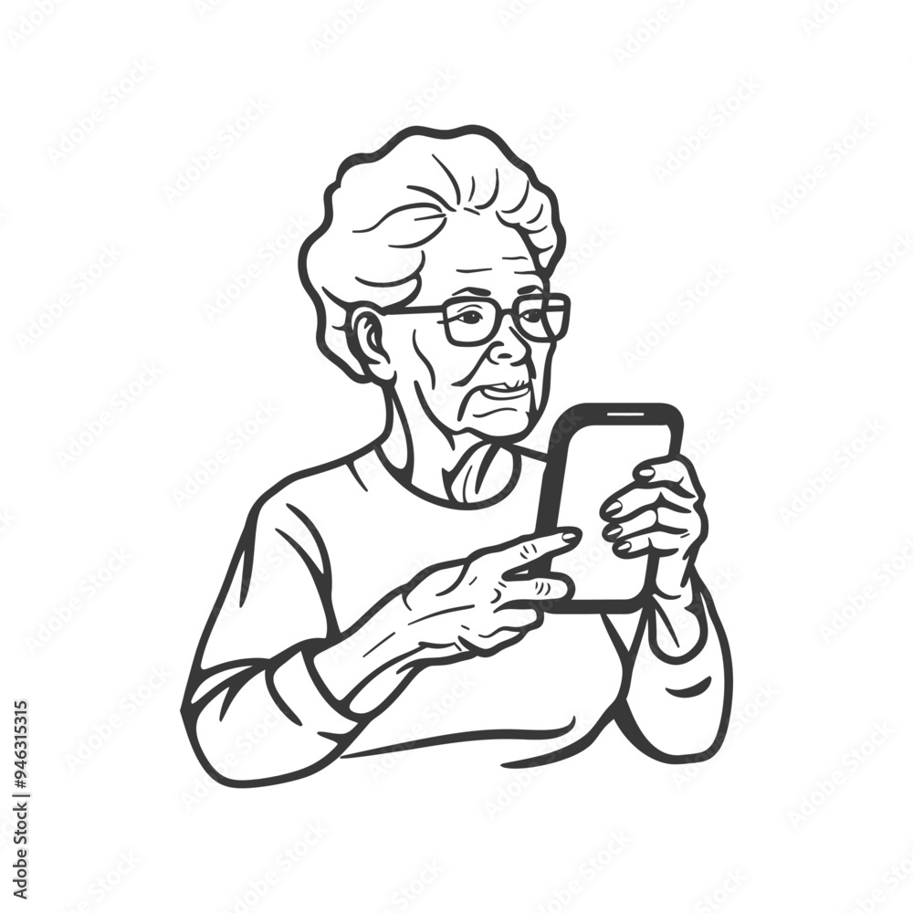 Elderly Woman Using a Smartphone Elderly Woman Using a Smartphone