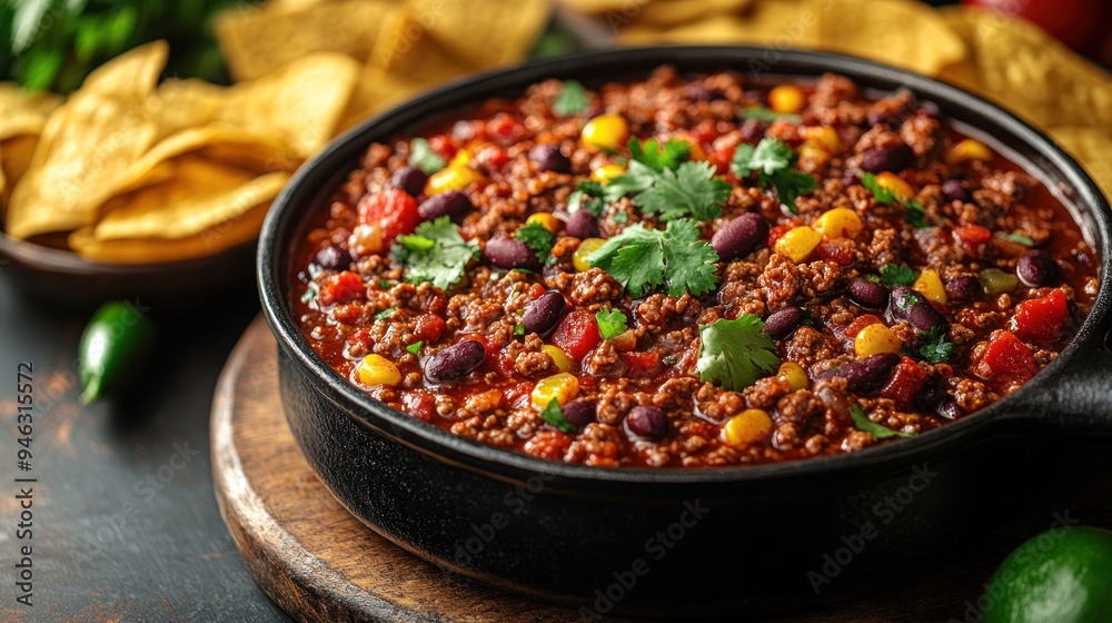 Spicy Chili Con Carne with Toppings Spicy Chili Con Carne with Toppings
