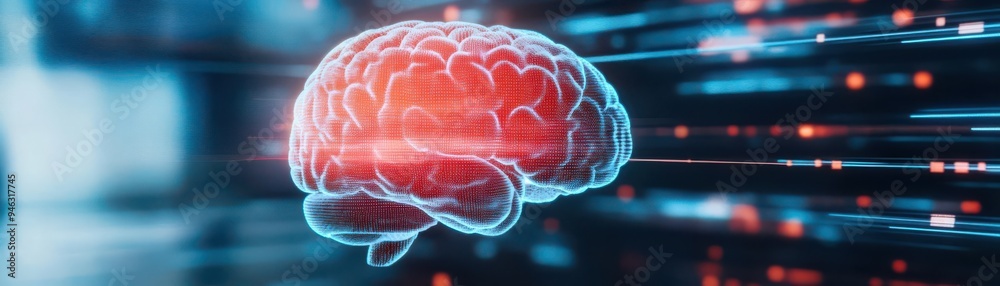 Futuristic representation of a brain illustrating advanced technology, neural networks, and cognitive processing in a digital world. Futuristic representation of a brain illustrating advanced technology, neural networks, and cognitive processing in a digital world.