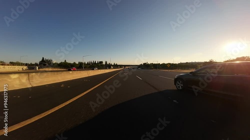 Sacramento Rancho Cordova Freeway 04 Front View Sunset Driving Plates of 50 West California USA Ultra Wide photo