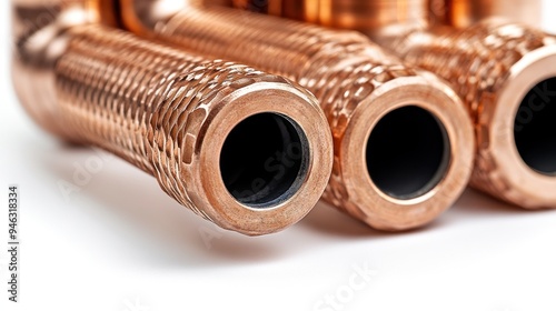 Close-up of Copper Pipes with Knurled Texture photo