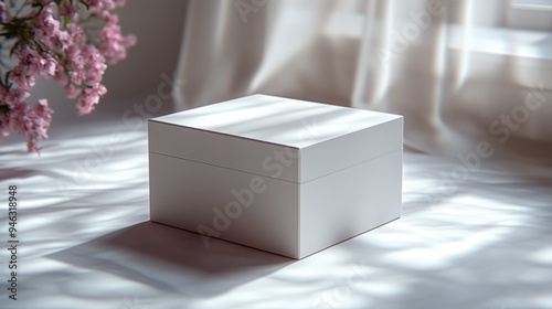 White Box Mockup on White Fabric