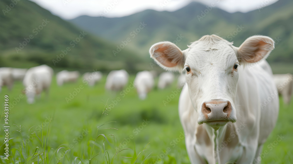 Herd Cattle Grazing Lush Green Field Herd Cattle Grazing Lush Green Field