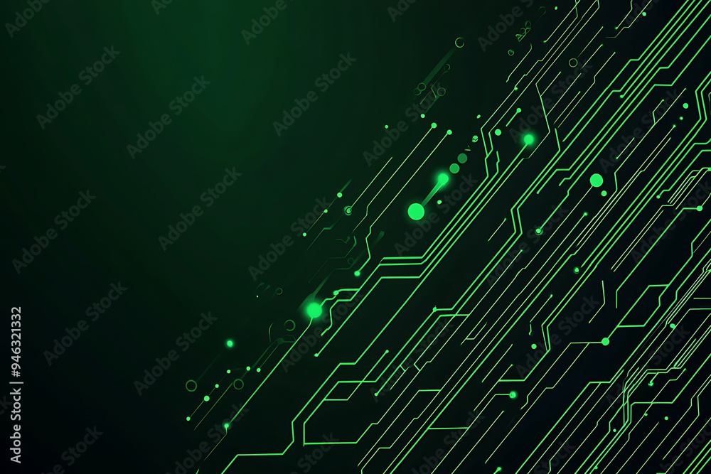 Abstract representation of a circuit board with glowing neon lines and geometric patterns against a dark background. The image evokes a high-tech, futuristic feel with ample copy space Abstract representation of a circuit board with glowing neon lines and geometric patterns against a dark background. The image evokes a high-tech, futuristic feel with ample copy space