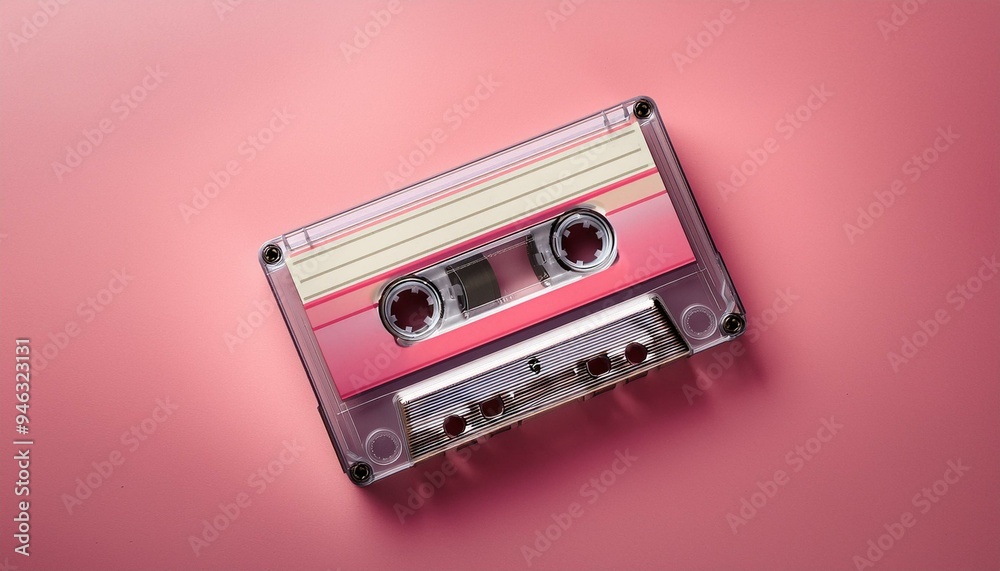 Obraz premium Cassette tape isolated on pink background, Generative AI