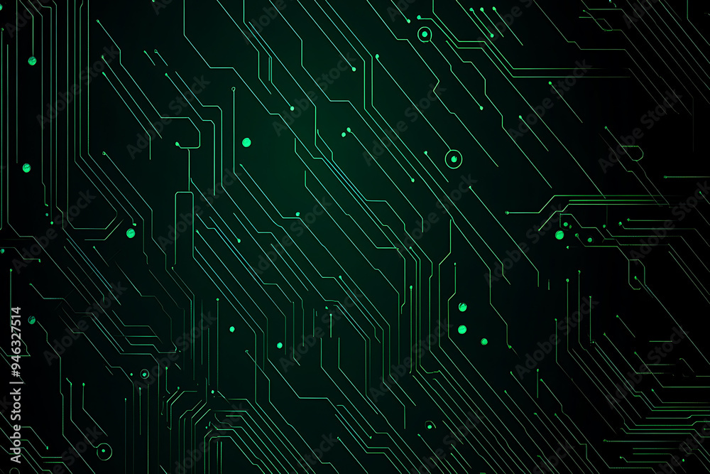 Abstract representation of a circuit board with glowing neon lines and geometric patterns against a dark background. The image evokes a high-tech, futuristic feel with ample copy space Abstract representation of a circuit board with glowing neon lines and geometric patterns against a dark background. The image evokes a high-tech, futuristic feel with ample copy space