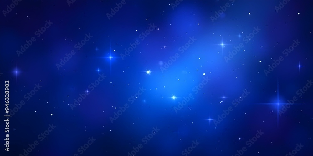 Obraz premium Cosmic-themed background with deep blue and purple hues, sprinkled with tiny, sparkling stars. The galaxy effect creates a sense of mystery and wonder, ideal for futuristic designs