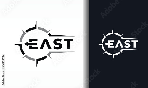 compass text direction east logo