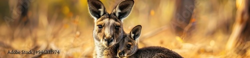 Kangaroo Mother and Joey in the Australian Outback