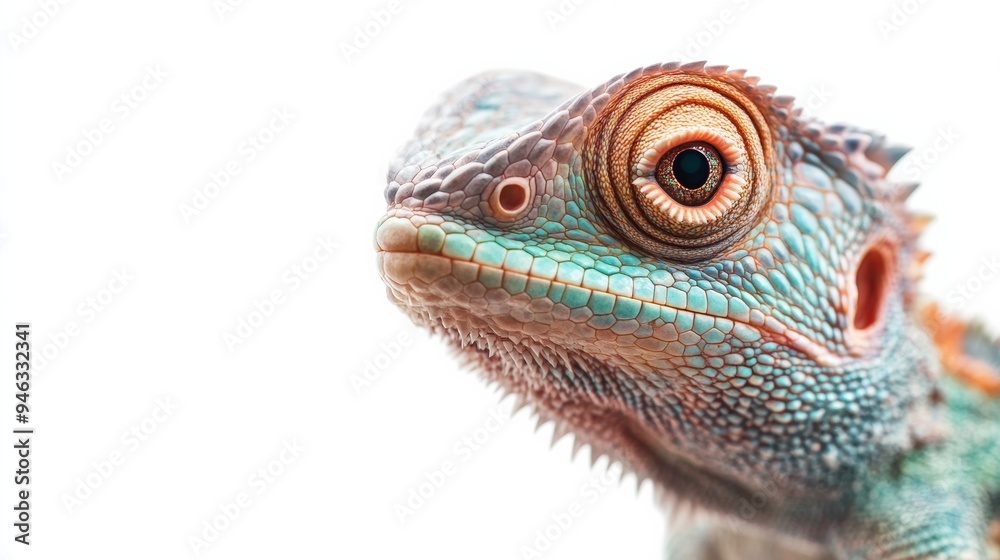 Fototapeta premium A close up of chameleon on the white background