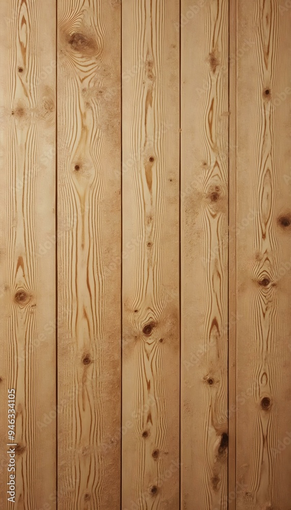 Fototapeta premium Rustic wooden plank background with natural grain and subtle knots in warm, earthy tones, creating a cozy, organic feel perfect for farm-to-table branding, nature-themed designs, or home decor.